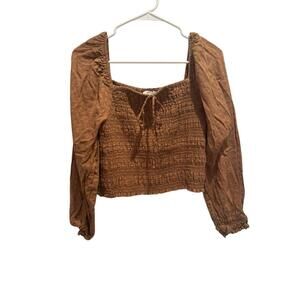 American Eagle Long Sleeve Tan Crop Top size Large